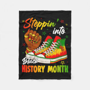 Stepn' Into Black History Month Black Sneakers Wom Fleece Blanket
