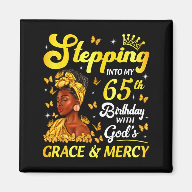 Stepng Into My 65th Birthday Christian Afro Women  Magnet (Front)