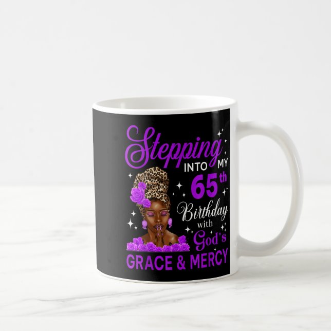 Stepng Into My 65th Birthday Headwrap Black Woman  Coffee Mug (Right)