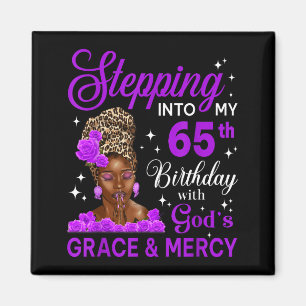 Stepng Into My 65th Birthday Headwrap Black Woman  Magnet