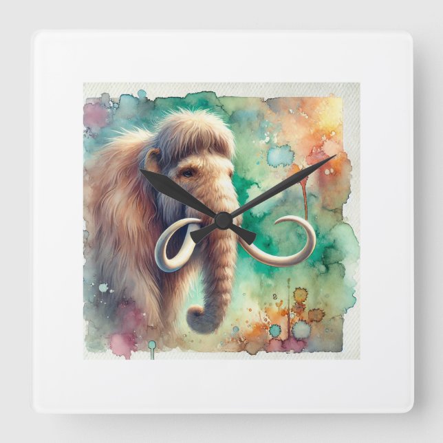 Steppe Mammoth 060824AREF134 - Watercolor Square Wall Clock (Front)