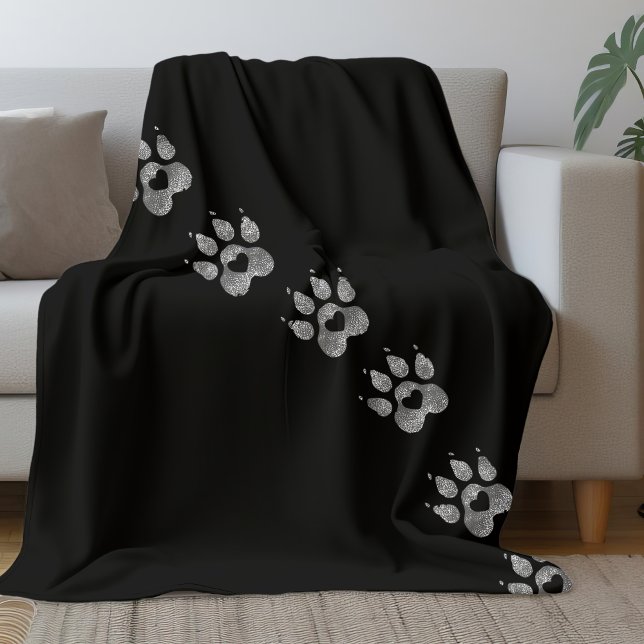 Stepped Into My Heart | Dogs Paw Prints Dog Mama Fleece Blanket (Creator Uploaded)