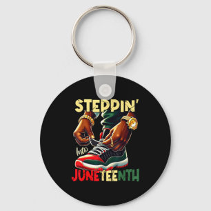 Steppin into juneteenth african pride black key ring