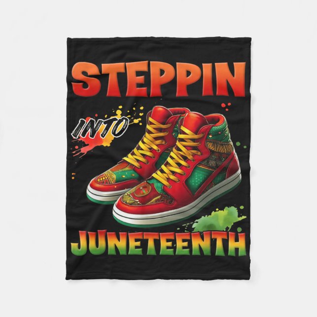 Steppin Into Juneteenth Afro African Sneakers Men  Fleece Blanket (Front)