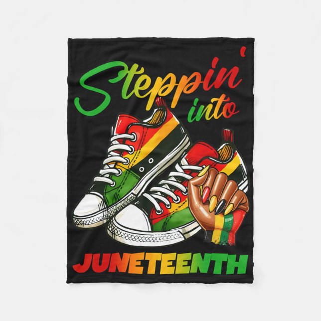 Steppin' Into Juneteenth Pride  Fleece Blanket (Front)