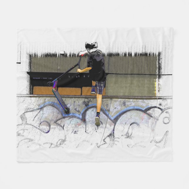 Steppin' It - Stunt Scooter Rider Fleece Blanket (Front (Horizontal))