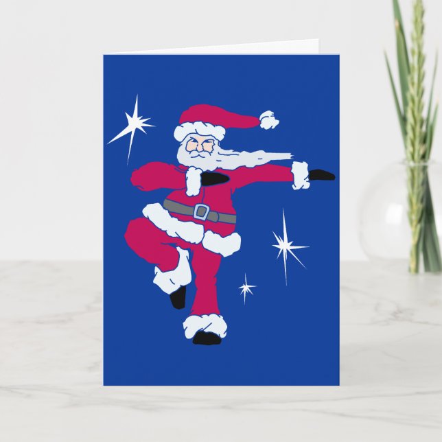 Steppin Santa solo Solid Holiday Card (Front)
