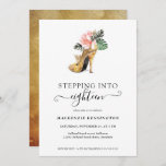 Stepping Into 18 Chic Floral Gold Heels Birthday Invitation<br><div class="desc">Modern, Elegant, "Stepping Into 18" Chic Floral Gold Heels Birthday Party Invitation featuring our glamourous glitzy watercolor gold high heel surrounded by pink and green tropical flowers. The background is a luxurious watercolor gold wash. Easy to customise with your information for a simply elegant 18th birthday birthday party invitation. Please...</div>