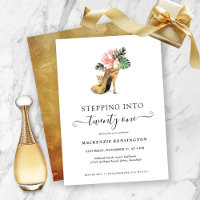 Stepping Into 21 Chic Floral Gold Heels Birthday I
