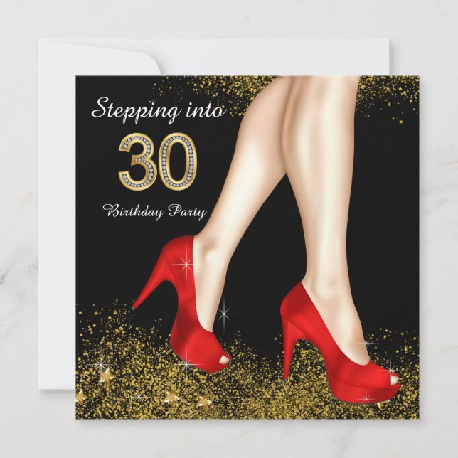 Stepping Into 30 Birthday Party Red Shoes Invitation (Front)