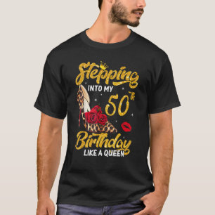 Stepping Into 51st Birthday Like A Queen Leopard T-Shirt