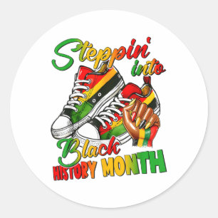 Stepping Into Black History Month Black Girls Snea Classic Round Sticker