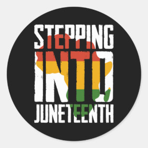 Stepping Into Juneteenth Afro Woman And Man Black Classic Round Sticker