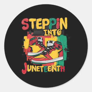 Stepping Into Juneteenth Afro Woman Black Girls Sn Classic Round Sticker