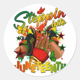 Stepping Into Juneteenth Afro Woman Black Girls Sn Classic Round Sticker