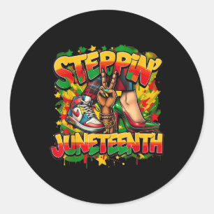 Stepping Into Juneteenth Afro Woman Black Girls Sn Classic Round Sticker