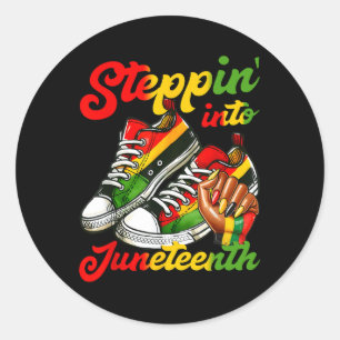 Stepping Into Juneteenth Afro Woman Black Girls Sn Classic Round Sticker