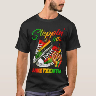 Stepping Into Juneteenth Afro Woman Black Girls Sn T-Shirt