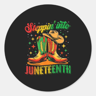 Stepping Into Juneteenth Boots African Afro Woman Classic Round Sticker