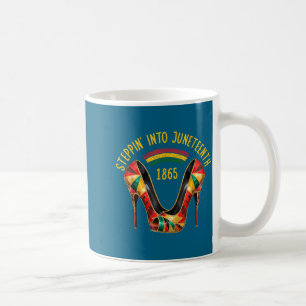 Stepping into juneteenth high heels pride black coffee mug