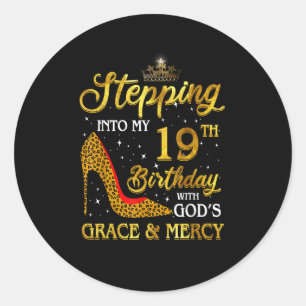 Stepping Into My 19th Birthday Gift Girls Women 19 Classic Round Sticker