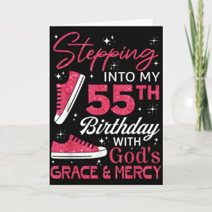 Stepping Into My 55th Birthday With Gods Grace &am Card