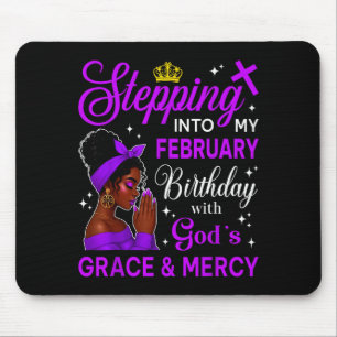 Stepping Into My February Birthday Black Afro Woma Mouse Mat
