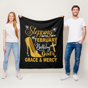 Stepping Into My February Birthday With Gods Grace Fleece Blanket
