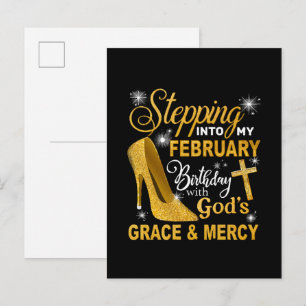 Stepping Into My February Birthday With Gods Grace Invitation Postcard