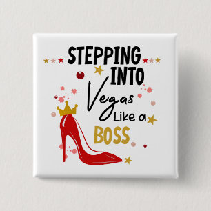 Stepping Into Vegas Vacation Trip Birthday Girl 15 Cm Square Badge