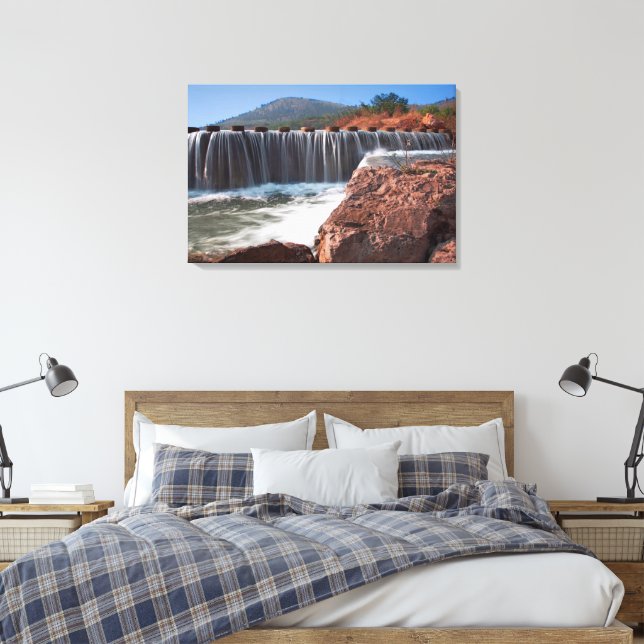 Stepping Stones Over Waterfall  Canvas Print (Insitu(Bedroom))