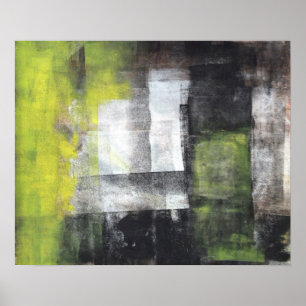 'Steps' Black and Yellow Abstract Art Poster