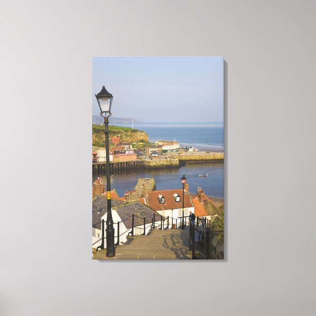 Steps leading down to the harbour, Whitby, North Canvas Print (Front)