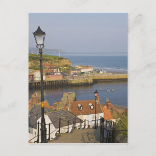 Steps leading down to the harbour, Whitby, North Postcard