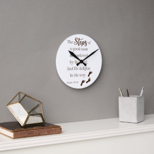 Steps of a Good Man - Psalm 37:23 Bible Verse Round Clock