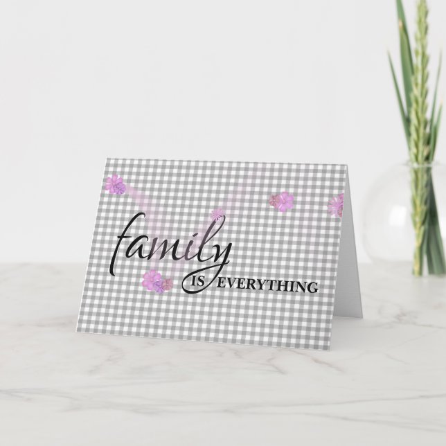 Stepsister Birthday Grey Gingham Card (Front)