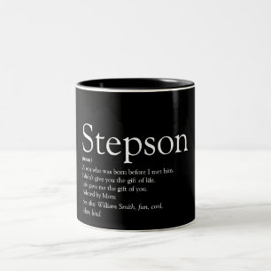 Stepson Fun Cool Black and White Definition  Two-Tone Coffee Mug