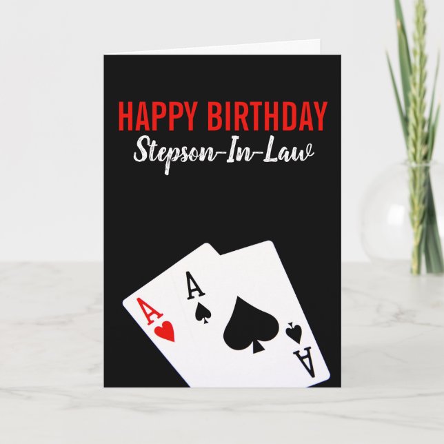 Stepson-in-Law Poker Birthday Card (Front)