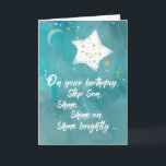 Stepson Tween or Teen Birthday Night Sky Bright Card<br><div class="desc">Give your stepson the biggest birthday encouragement message with this shining bright card that focuses a shining star on the night sky on the cover.</div>