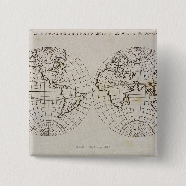 Stereographic Map 15 Cm Square Badge (Front)
