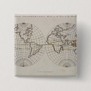 Stereographic Map 15 Cm Square Badge