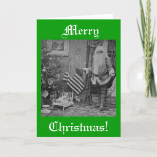 Stereoview Santa & American Flag ca 1901 Holiday Card