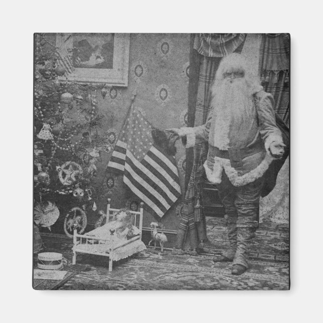 Stereoview Santa & American Flag ca 1901 Magnet (Front)