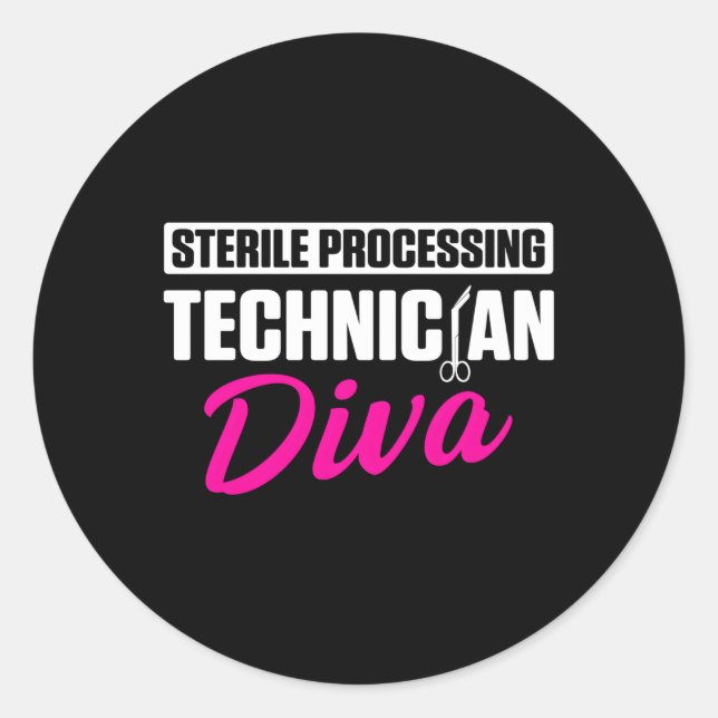 Sterile Processing Technician Diva Tech Classic Round Sticker (Front)