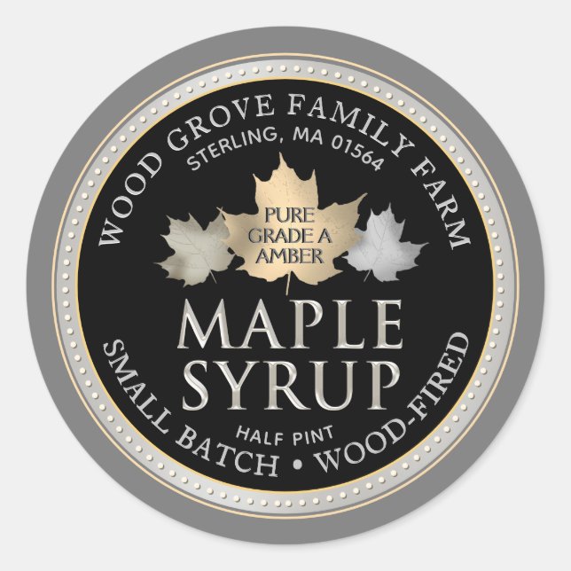 Sterling Label Small Batch Maple Syrup Gold Leaf (Front)