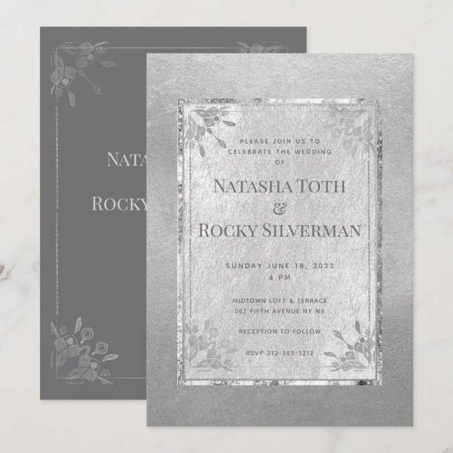 Sterling Silver Affair Wedding & Party Invitation (Front/Back)