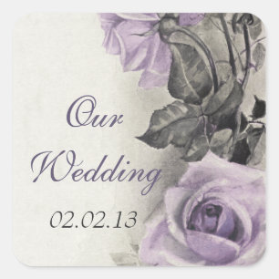 Sterling Silver Purple Rose Wedding Envelope Seal