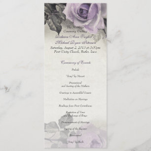 Sterling Silver Purple Rose Wedding Program Programme