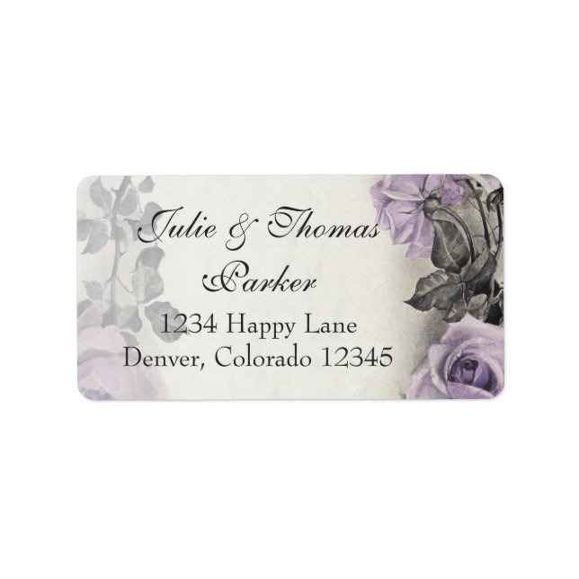 Sterling Silver Rose Wedding Address Labels (Front)