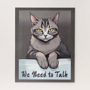 Stern Tabby Cat Demands a Serious Talk Jigsaw Puzzle